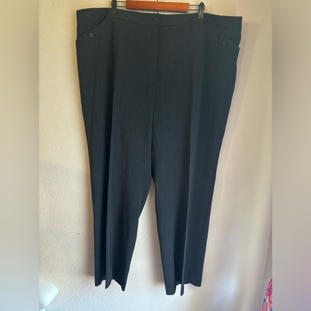 Lane Bryant Dark Charcoal Gray High Rise Wide Leg Trouser Dress Pants 26 Average